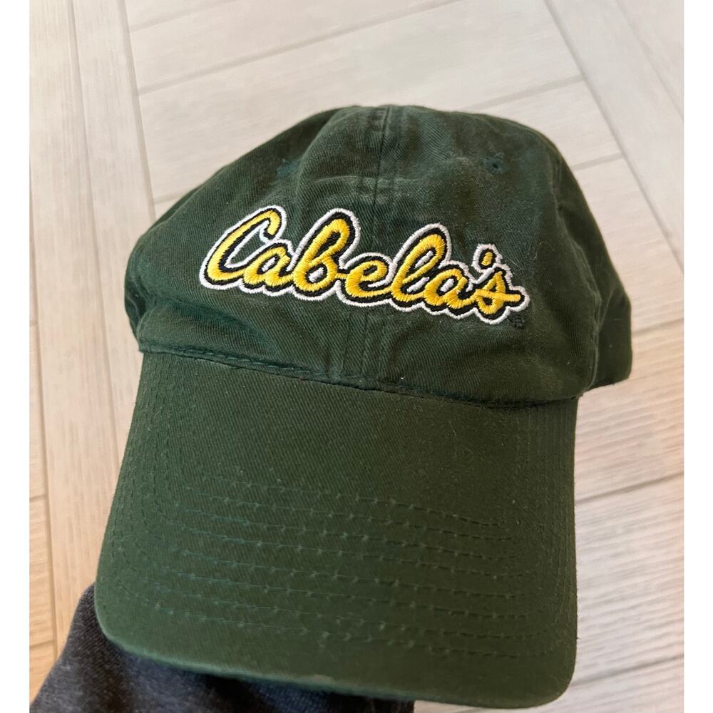 Cabela’s‎ hunter green & yellow adjustable baseball cap, hat.